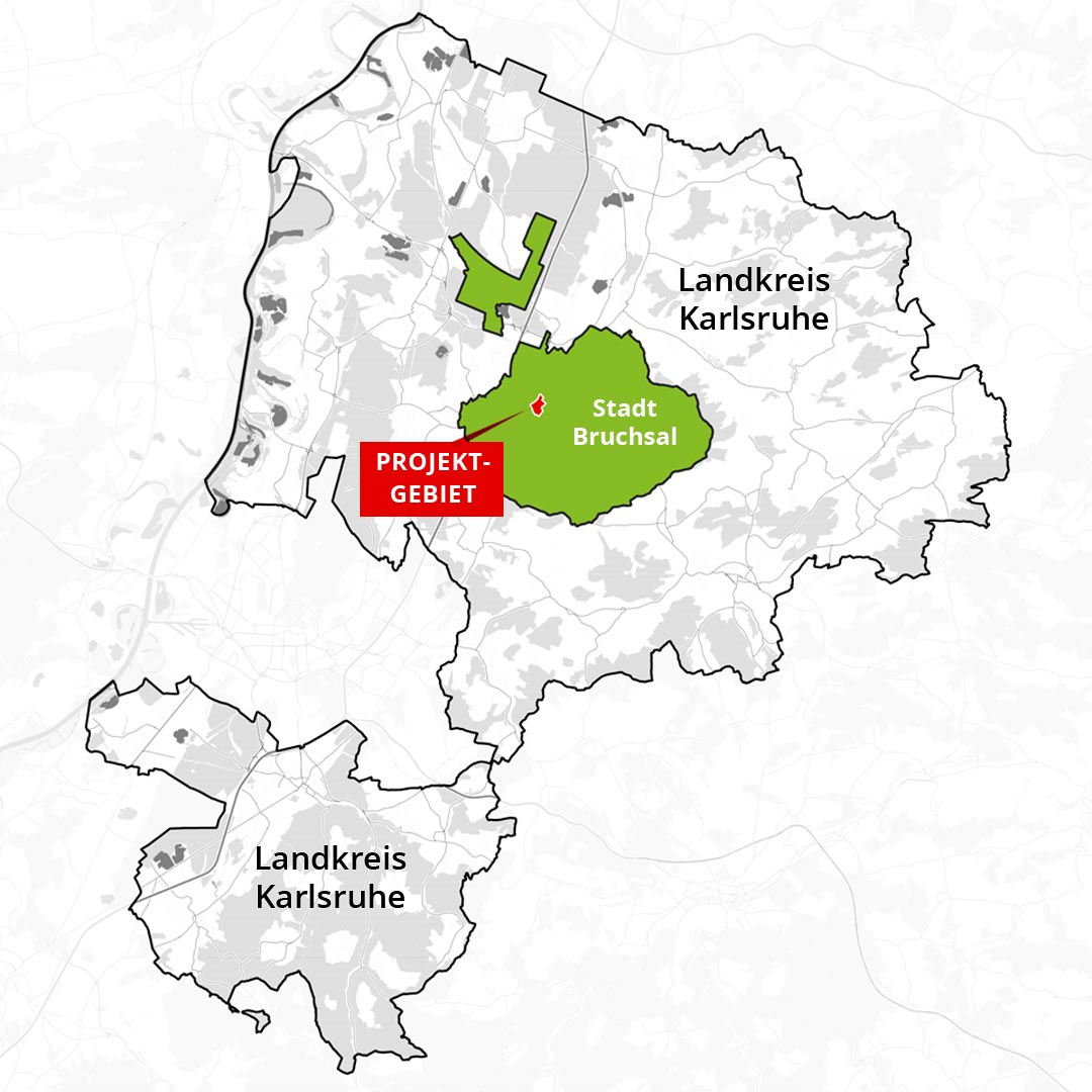 Karte Projektgebiet 'Bruchsaler Südstadt'